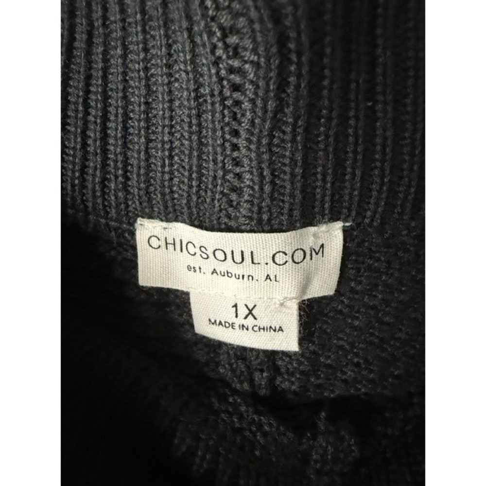 Chic Soul Black Knit 2 Piece Lounge Set Henley Sweater Wide Leg Pants Plus 1X - Picture 5 of 5